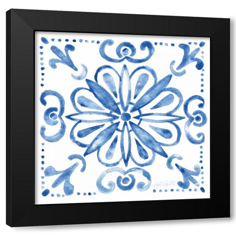 Tile Stencil IV Blue Black Modern Wood Framed Art Print with Double Matting by Tavoletti, Anne
