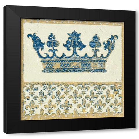 Regal Crown Indigo and Cream Black Modern Wood Framed Art Print with Double Matting by Meloushka Designs