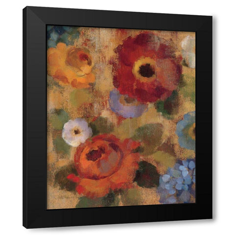 Jacquard Floral II Crop Black Modern Wood Framed Art Print by Vassileva, Silvia