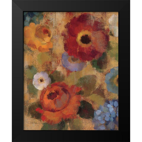 Jacquard Floral II Crop Black Modern Wood Framed Art Print by Vassileva, Silvia