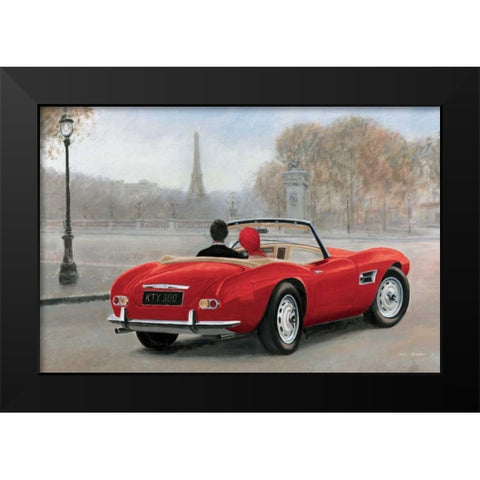 A Ride in Paris III Red Car Black Modern Wood Framed Art Print by Fabiano, Marco