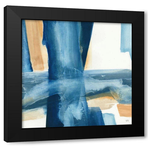 Indigo V Black Modern Wood Framed Art Print with Double Matting by Paschke, Chris