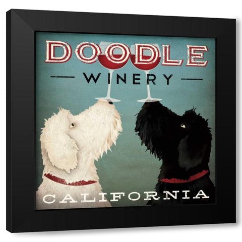 Doodle Wine Black Modern Wood Framed Art Print with Double Matting by Fowler, Ryan