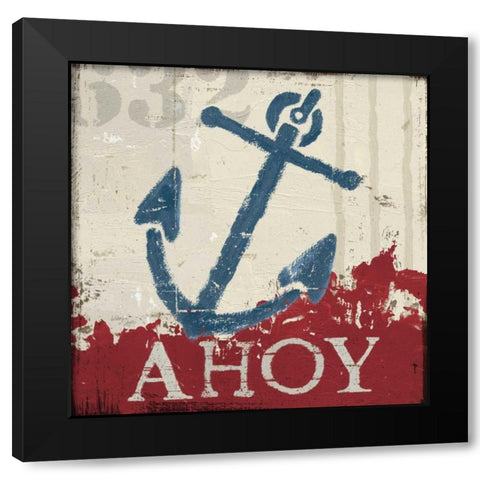 Nautical IV Red Black Modern Wood Framed Art Print with Double Matting by Wellington Studio