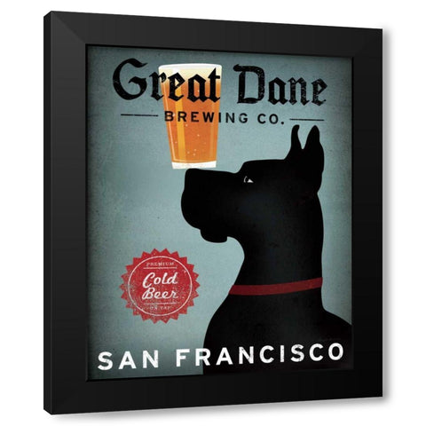 Great Dane Brewing Co San Francisco Black Modern Wood Framed Art Print by Fowler, Ryan