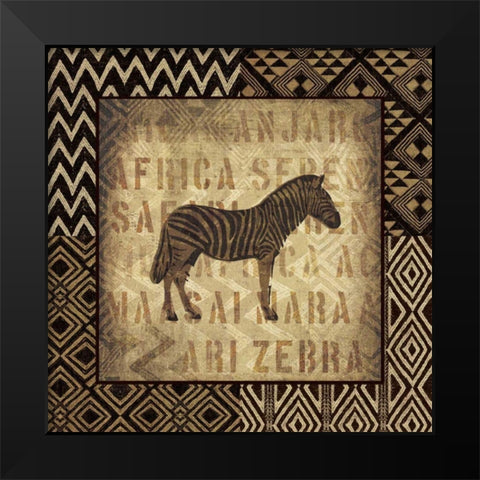 African Wild Zebra Border Black Modern Wood Framed Art Print by Wild Apple Portfolio