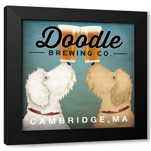 Doodle Beer Double - Cambridge MA Black Modern Wood Framed Art Print by Fowler, Ryan
