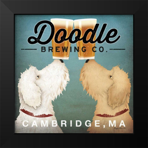 Doodle Beer Double - Cambridge MA Black Modern Wood Framed Art Print by Fowler, Ryan