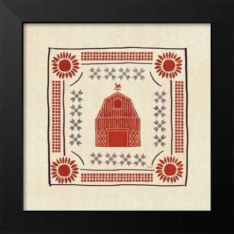 Little Red Farm Tile I Black Modern Wood Framed Art Print by Charron, Veronique