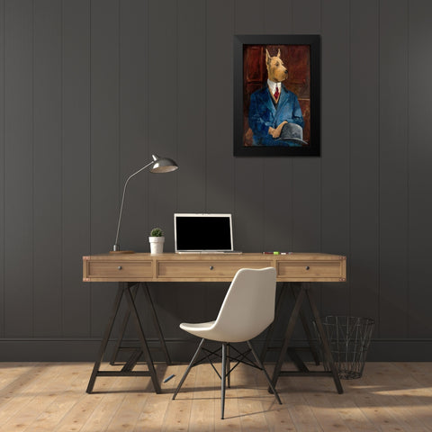 Inspector Dogleash Black Modern Wood Framed Art Print by Tillmon, Avery