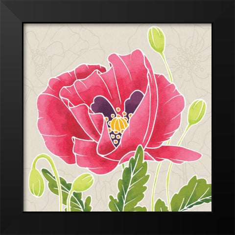 Sunshine Poppies II Black Modern Wood Framed Art Print by DeNeige, Elyse