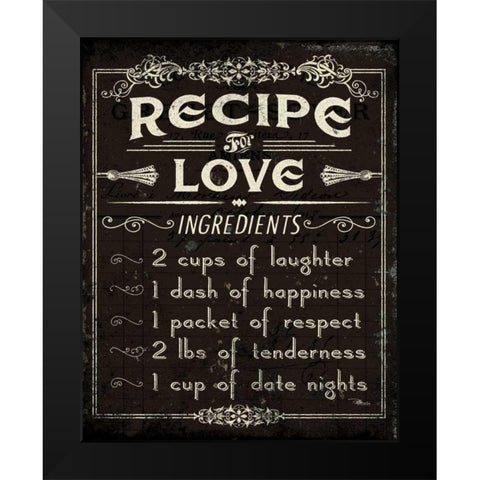 Life Recipes I Black Modern Wood Framed Art Print by Pela Studio