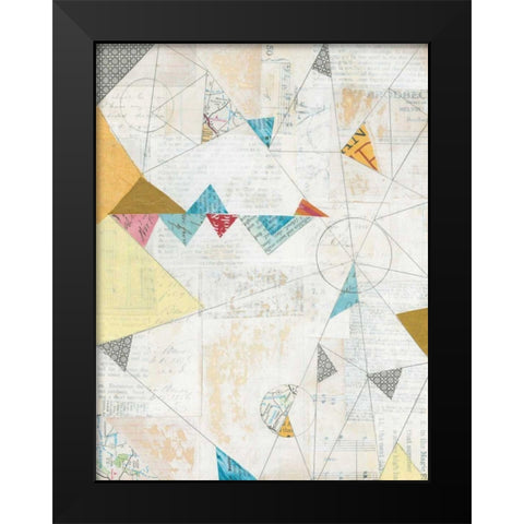 Map Collage Black Modern Wood Framed Art Print by Prahl, Courtney
