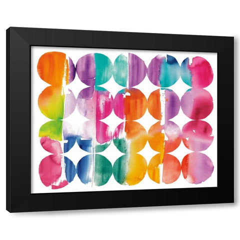 Spring Dots Black Modern Wood Framed Art Print by DeNeige, Elyse