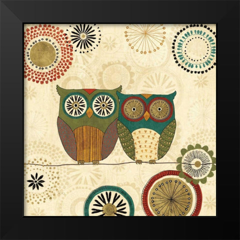 Spice Road Owls II Black Modern Wood Framed Art Print by Charron, Veronique