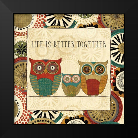 Spice Road Owls III Black Modern Wood Framed Art Print by Charron, Veronique