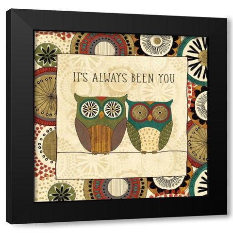 Spice Road Owl IV Black Modern Wood Framed Art Print with Double Matting by Charron, Veronique