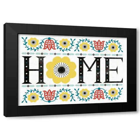 Folk Lodge Home V2 Teal Black Modern Wood Framed Art Print with Double Matting by Mullan, Michael