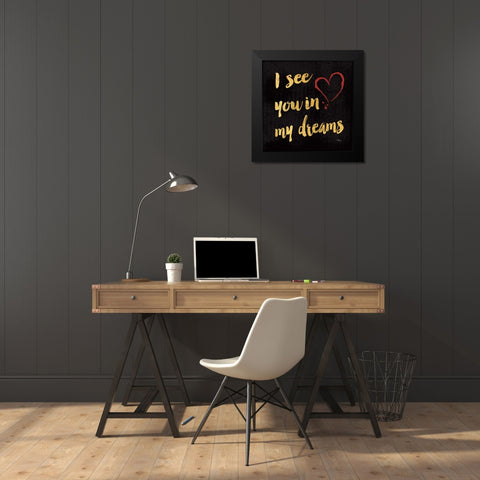 Goodnight I Dark Black Modern Wood Framed Art Print by Pela Studio