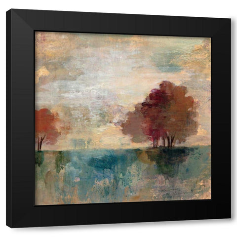 Landscape Monotype I Black Modern Wood Framed Art Print with Double Matting by Vassileva, Silvia