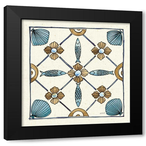 Coastal Breeze Tile II Black Modern Wood Framed Art Print by Tavoletti, Anne