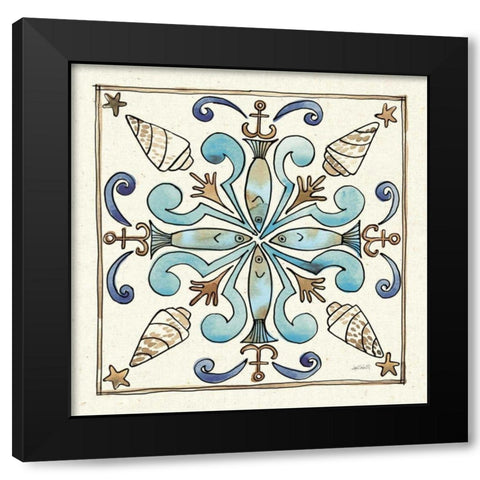 Coastal Breeze Tile IV Black Modern Wood Framed Art Print by Tavoletti, Anne