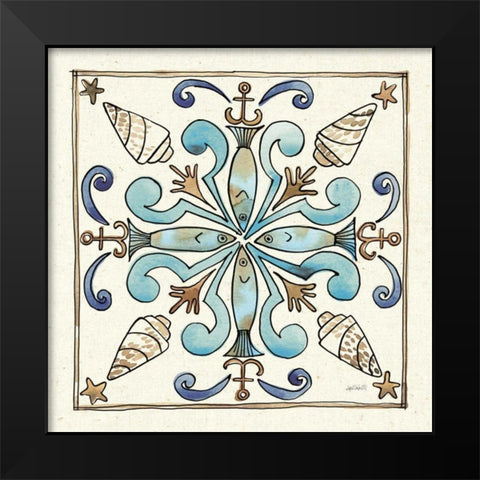 Coastal Breeze Tile IV Black Modern Wood Framed Art Print by Tavoletti, Anne