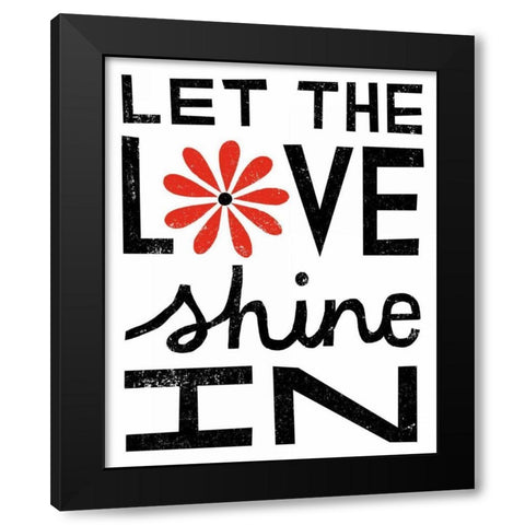 Inspiration Love I Red Flowers Black Modern Wood Framed Art Print by Mullan, Michael