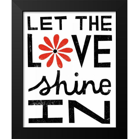 Inspiration Love I Red Flowers Black Modern Wood Framed Art Print by Mullan, Michael