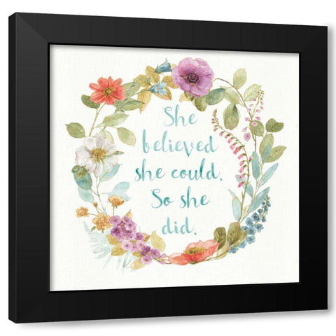 Rainbow Seeds Wreath I Black Modern Wood Framed Art Print by Audit, Lisa
