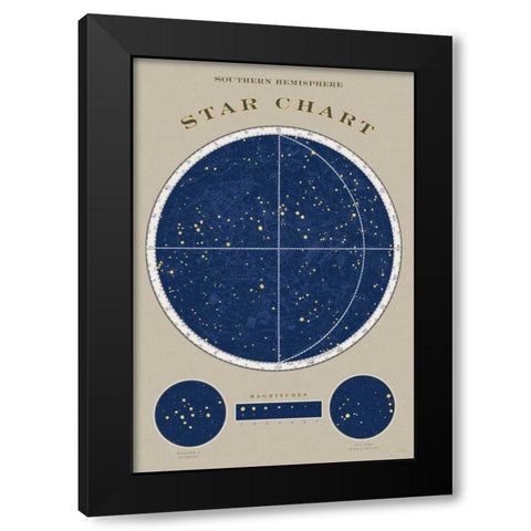 Southern Star Chart Black Modern Wood Framed Art Print with Double Matting by Schlabach, Sue