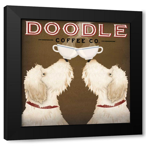 Doodle Coffee Double V Black Modern Wood Framed Art Print by Fowler, Ryan