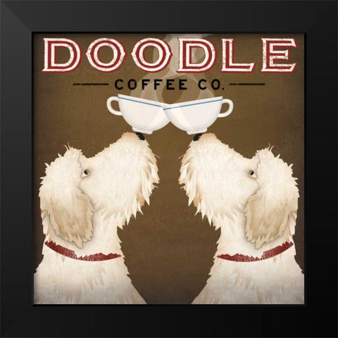 Doodle Coffee Double V Black Modern Wood Framed Art Print by Fowler, Ryan