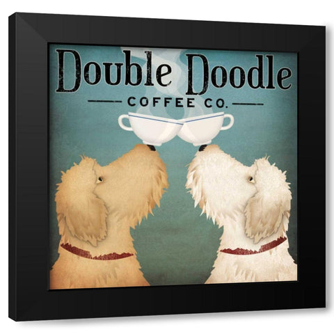 Doodle Coffee Double III Black Modern Wood Framed Art Print with Double Matting by Fowler, Ryan