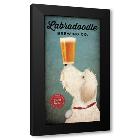 Labradoodle Brewing Black Modern Wood Framed Art Print by Fowler, Ryan