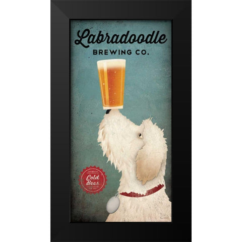 Labradoodle Brewing Black Modern Wood Framed Art Print by Fowler, Ryan