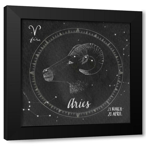 Night Sky Aries Black Modern Wood Framed Art Print with Double Matting by Miller, Sara Zieve