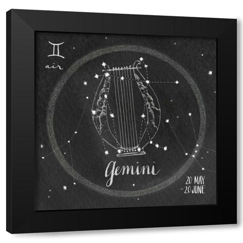 Night Sky Gemini Black Modern Wood Framed Art Print with Double Matting by Miller, Sara Zieve