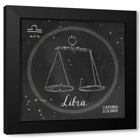 Night Sky Libra Black Modern Wood Framed Art Print by Miller, Sara Zieve