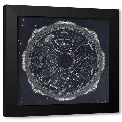 Night Sky Zodiac Black Modern Wood Framed Art Print by Miller, Sara Zieve