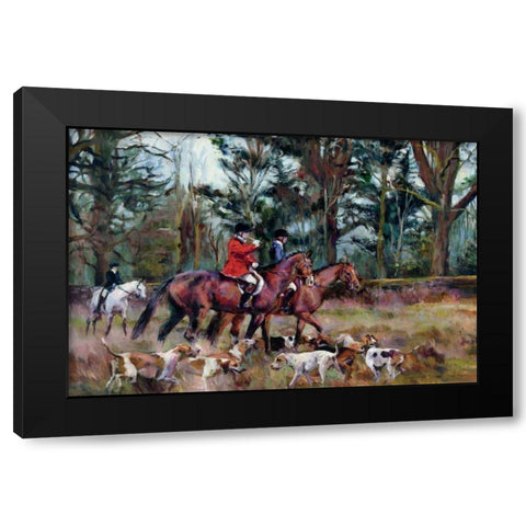 Foxhunt Black Modern Wood Framed Art Print by Hageman, Marilyn