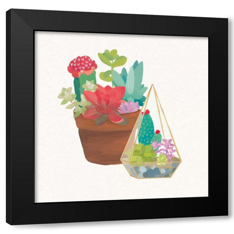 Succulent Garden IV Black Modern Wood Framed Art Print by Wild Apple Portfolio