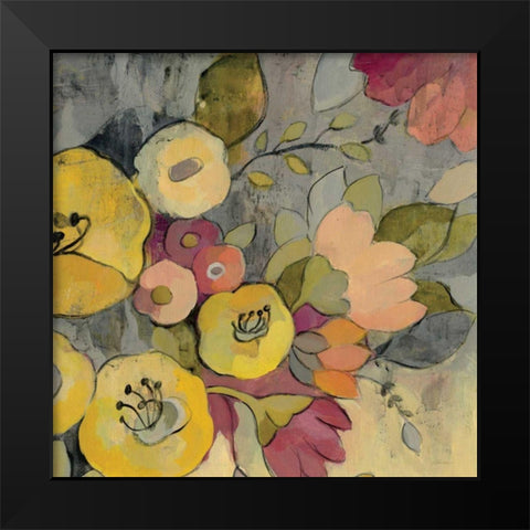 Yellow Floral Duo I Black Modern Wood Framed Art Print by Vassileva, Silvia