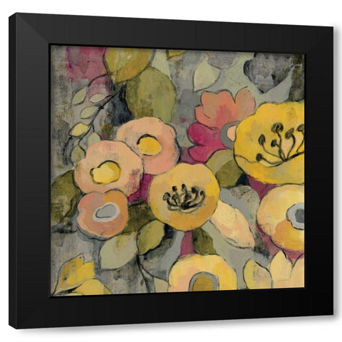 Yellow Floral Duo II Black Modern Wood Framed Art Print by Vassileva, Silvia