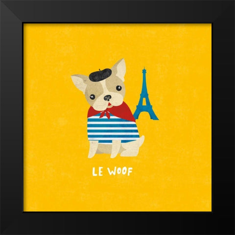Good Dogs French Bulldog Bright Black Modern Wood Framed Art Print by Hershey, Moira