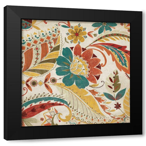 Boho Paisley Spice II Black Modern Wood Framed Art Print by Wild Apple Portfolio