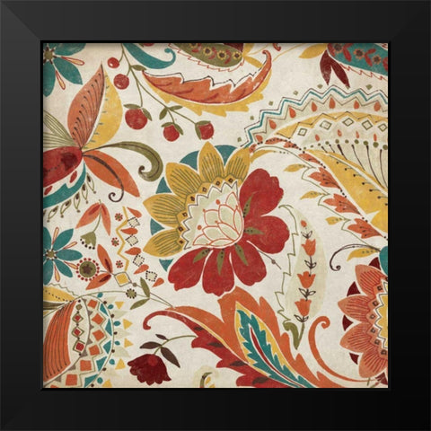 Boho Paisley Spice I Black Modern Wood Framed Art Print by Wild Apple Portfolio