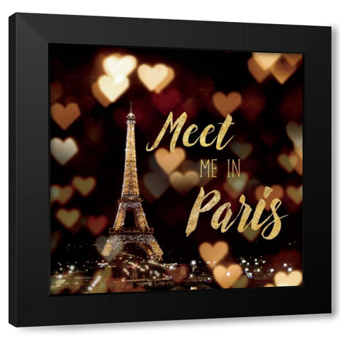 Meet Me in Paris Black Modern Wood Framed Art Print by Marshall, Laura