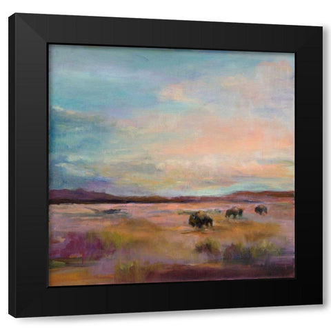 Buffalo Under Big Sky Black Modern Wood Framed Art Print by Hageman, Marilyn