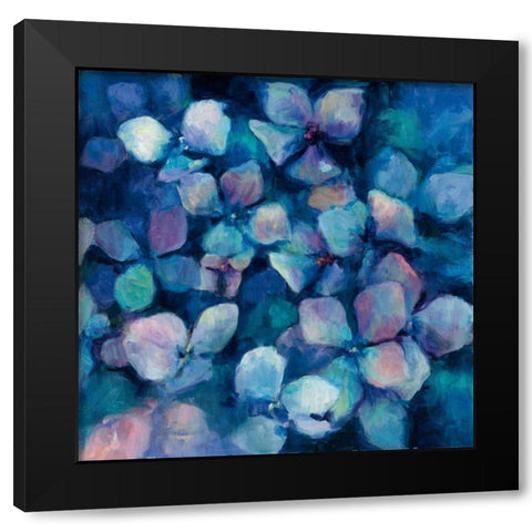 Midnight Blue Hydrangeas Black Modern Wood Framed Art Print with Double Matting by Hageman, Marilyn